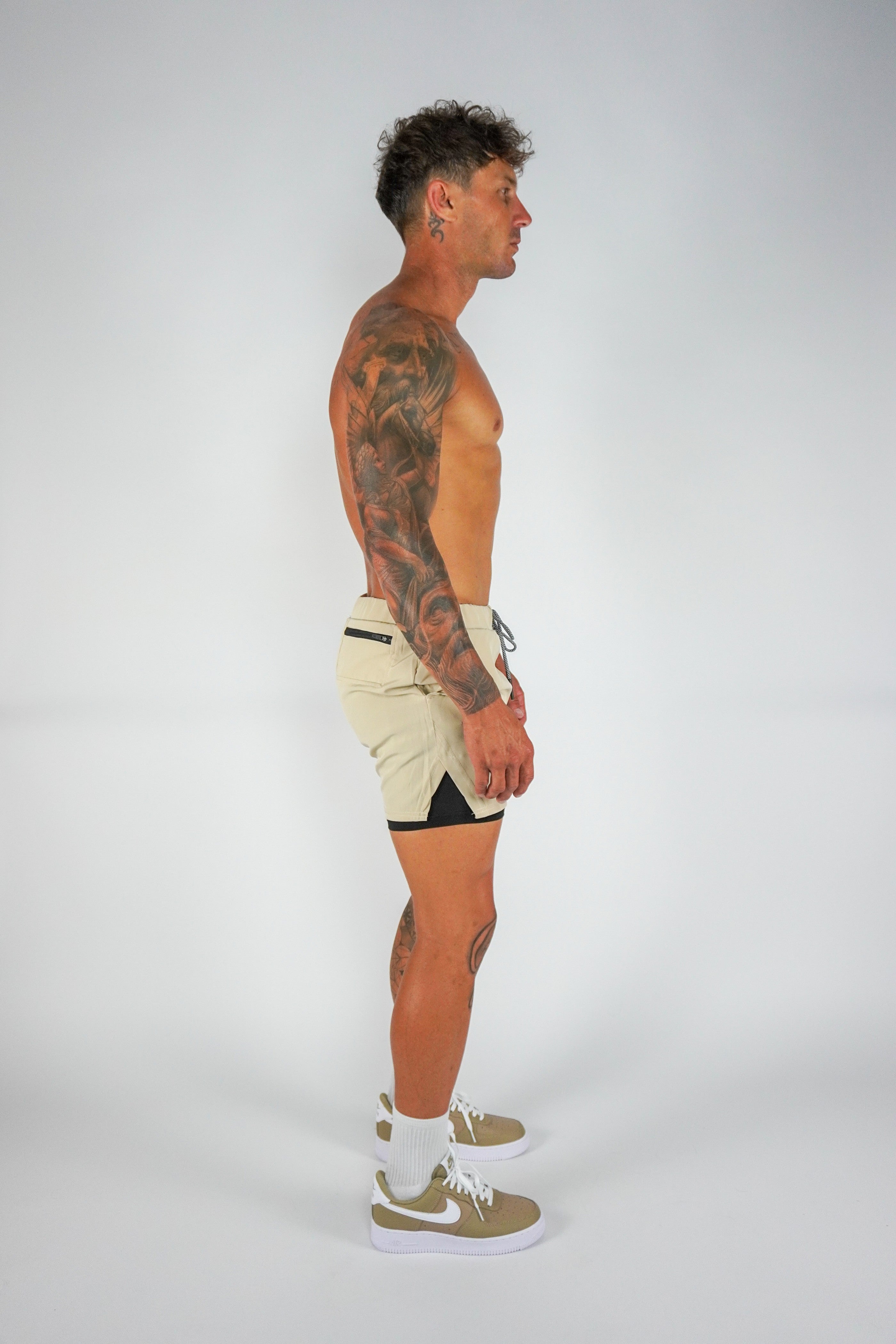 Culture 2-IN-1 Shorts -Tan - GYMROOS