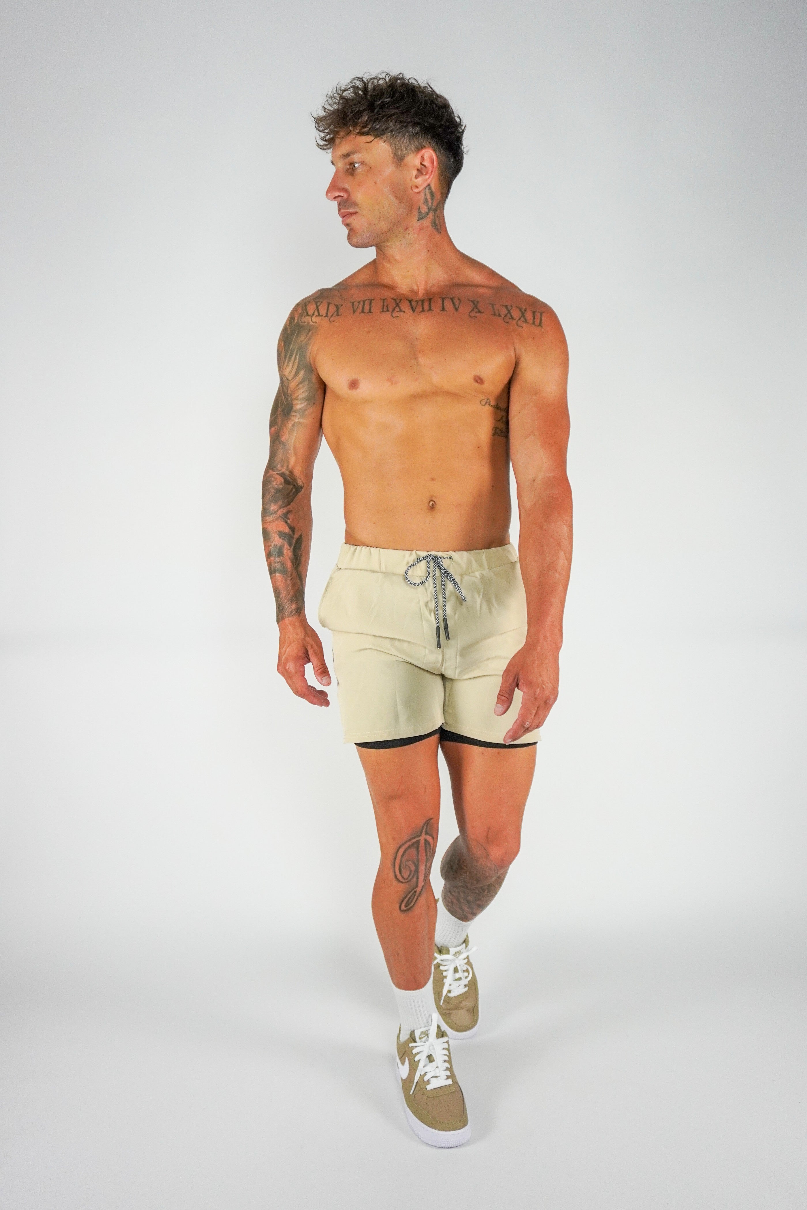Culture 2-IN-1 Shorts -Tan - GYMROOS