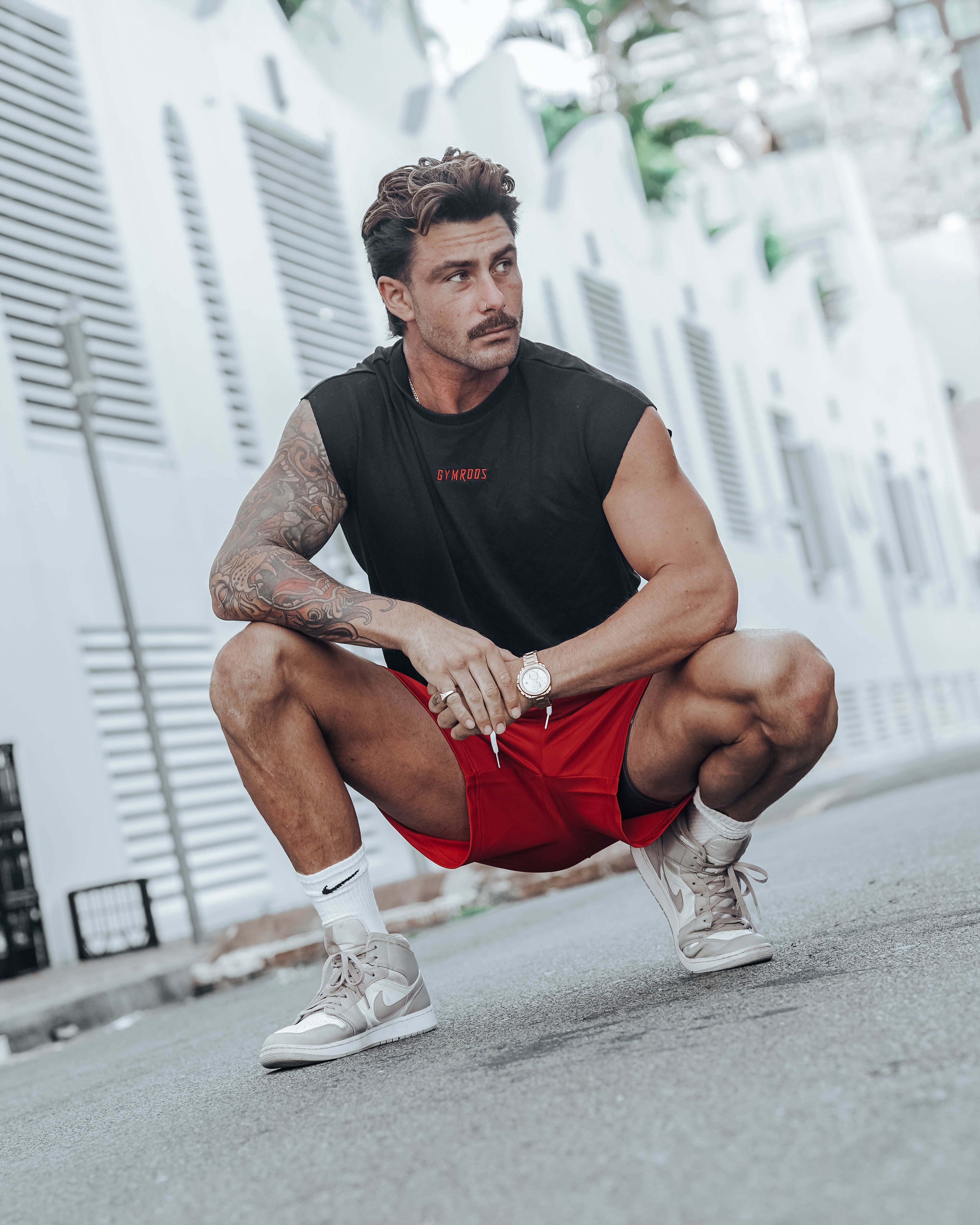 Culture Drop Shoulder Tank - Black - GYMROOS