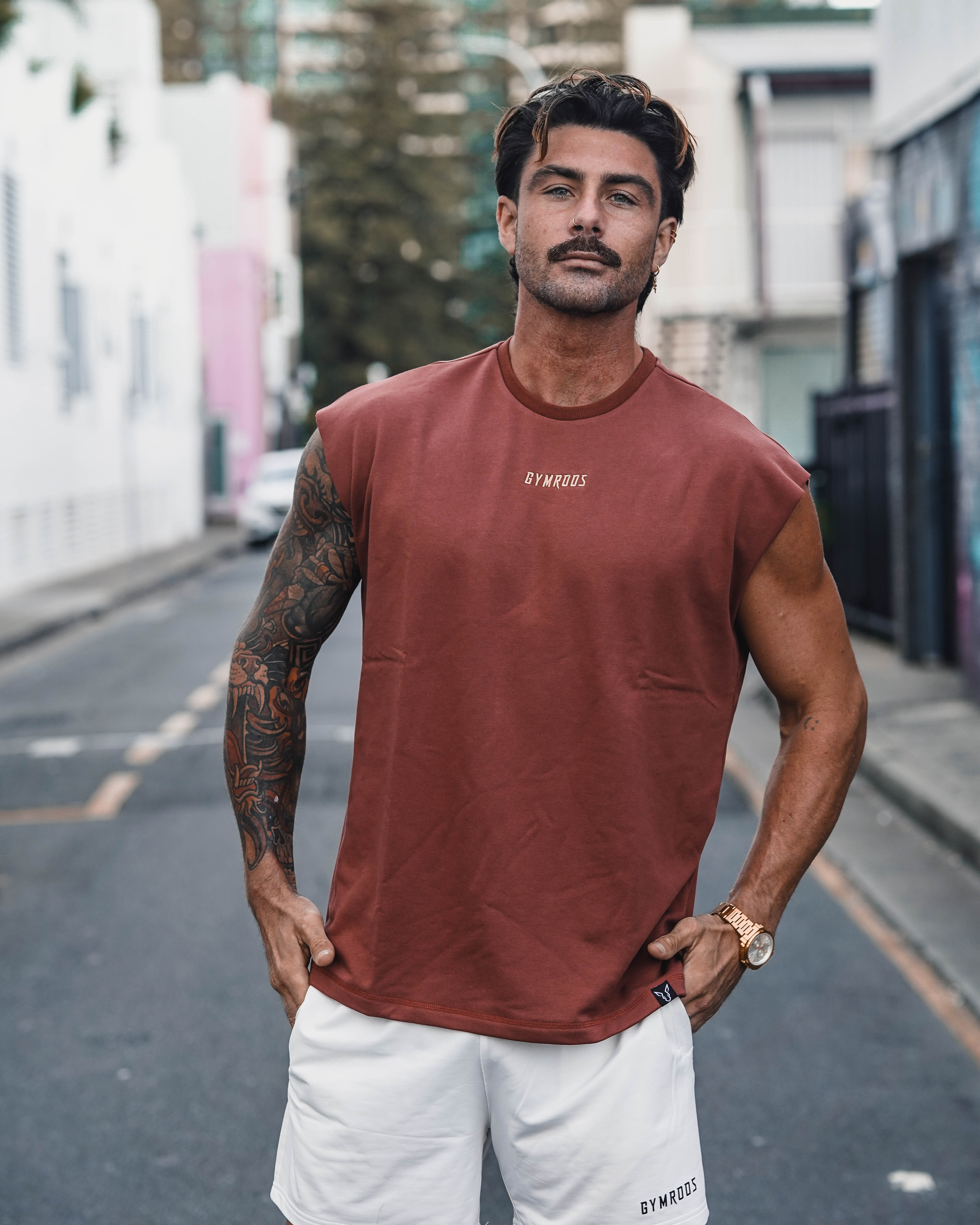 Culture Drop Shoulder Tank - Burgundy - GYMROOS
