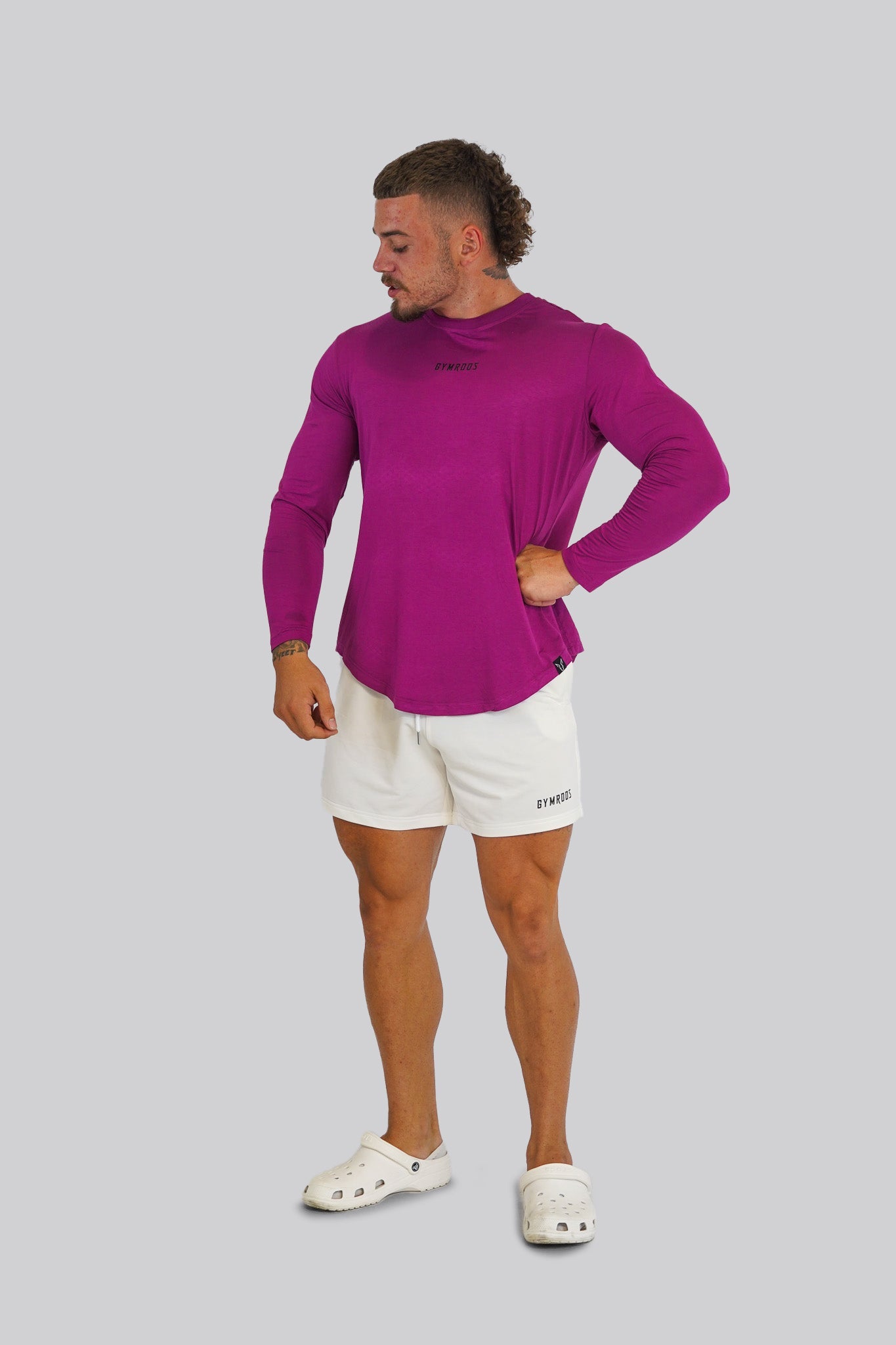 Culture Fitted Tee Long Sleeve - Dragon Fruit - GYMROOS