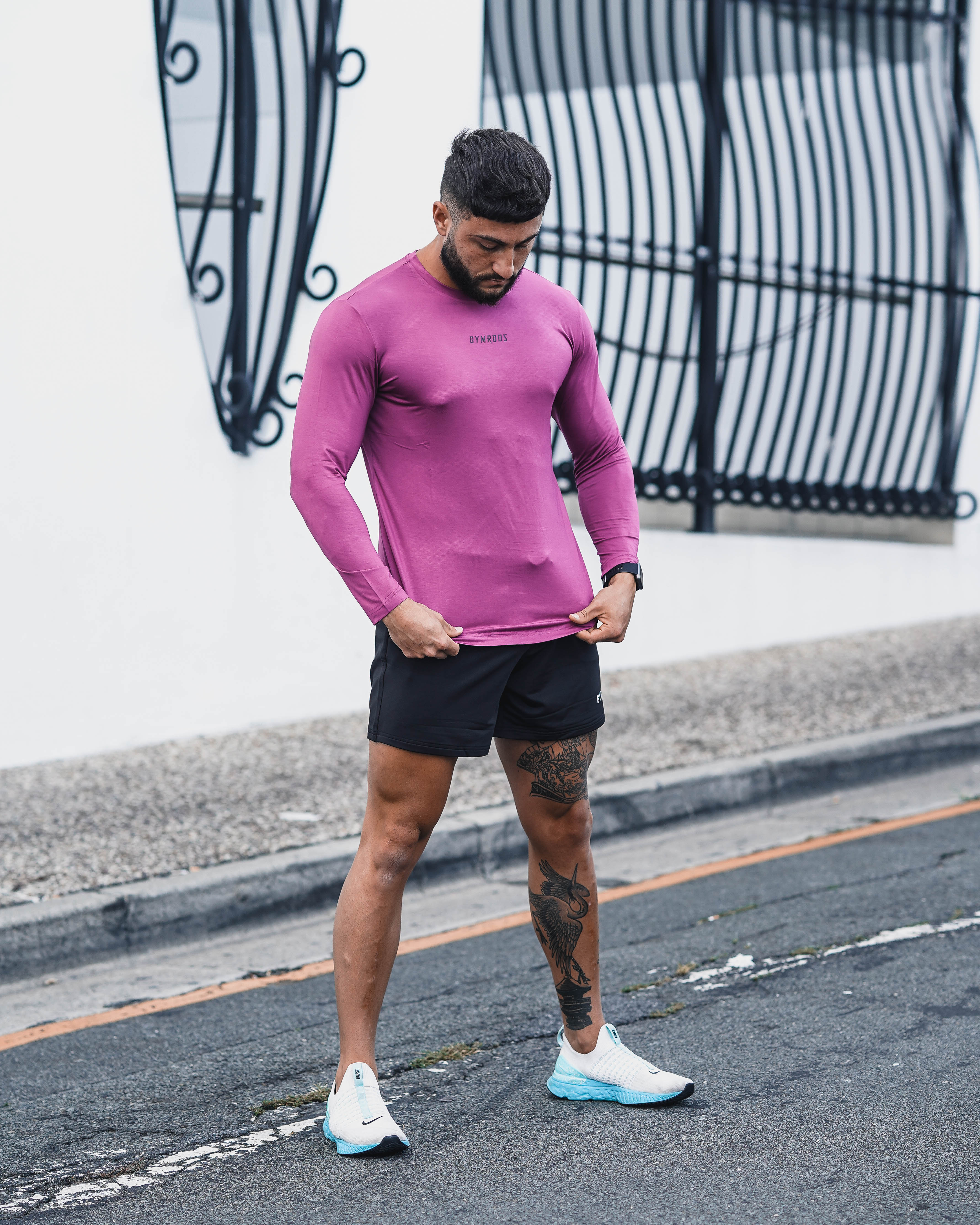Culture Fitted Tee Long Sleeve - Dragon Fruit - GYMROOS