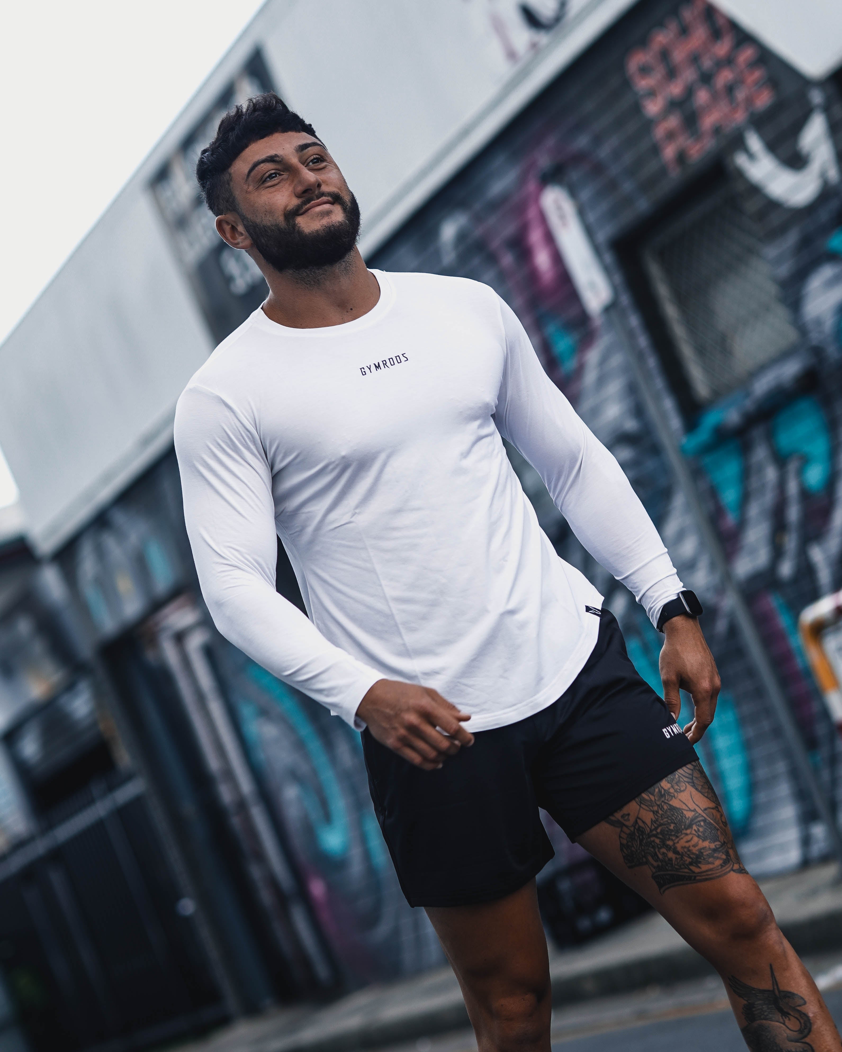 Culture Fitted Tee Long Sleeve - White - GYMROOS