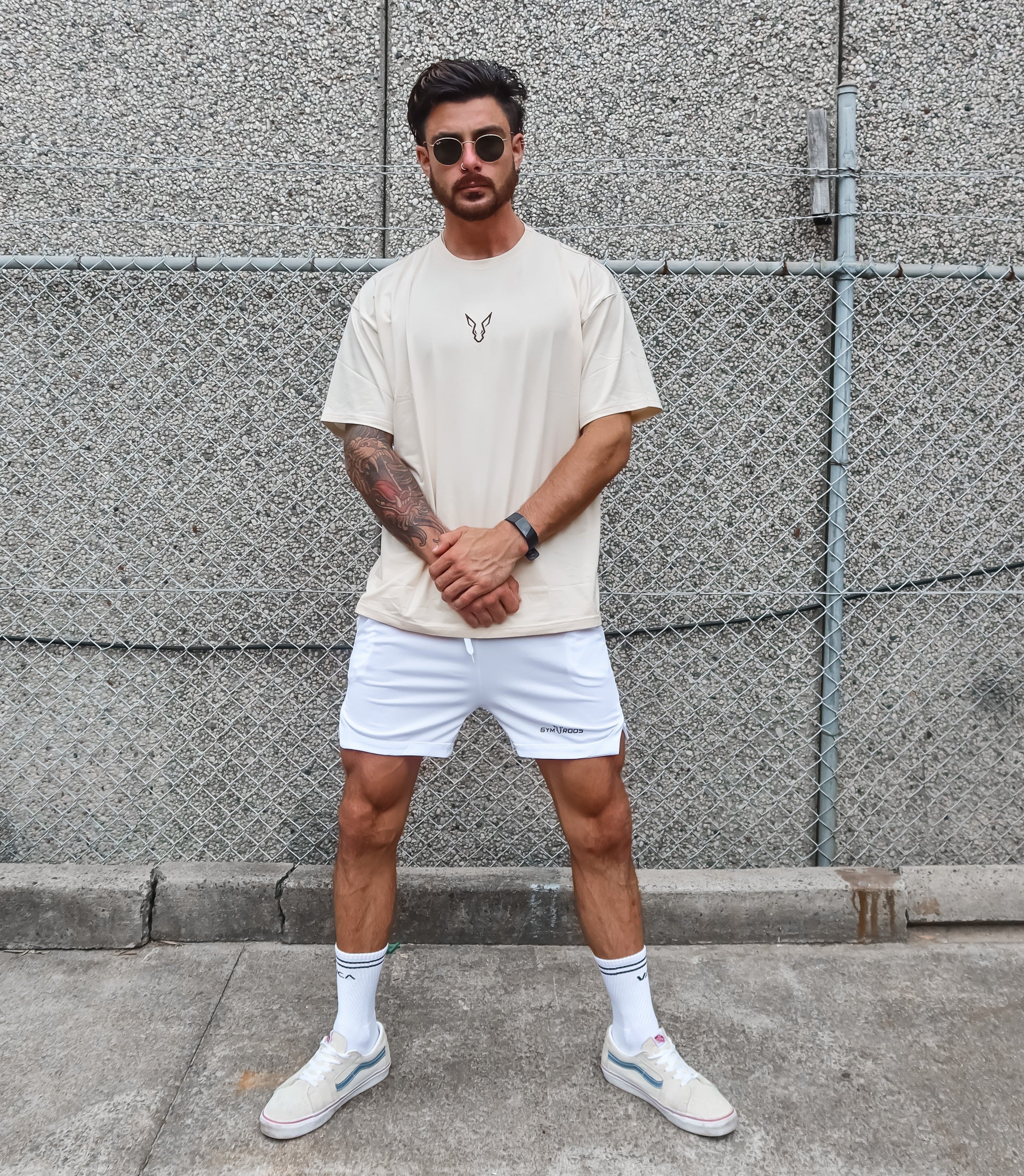 Erupt Oversized Tee - Beige - GYMROOS
