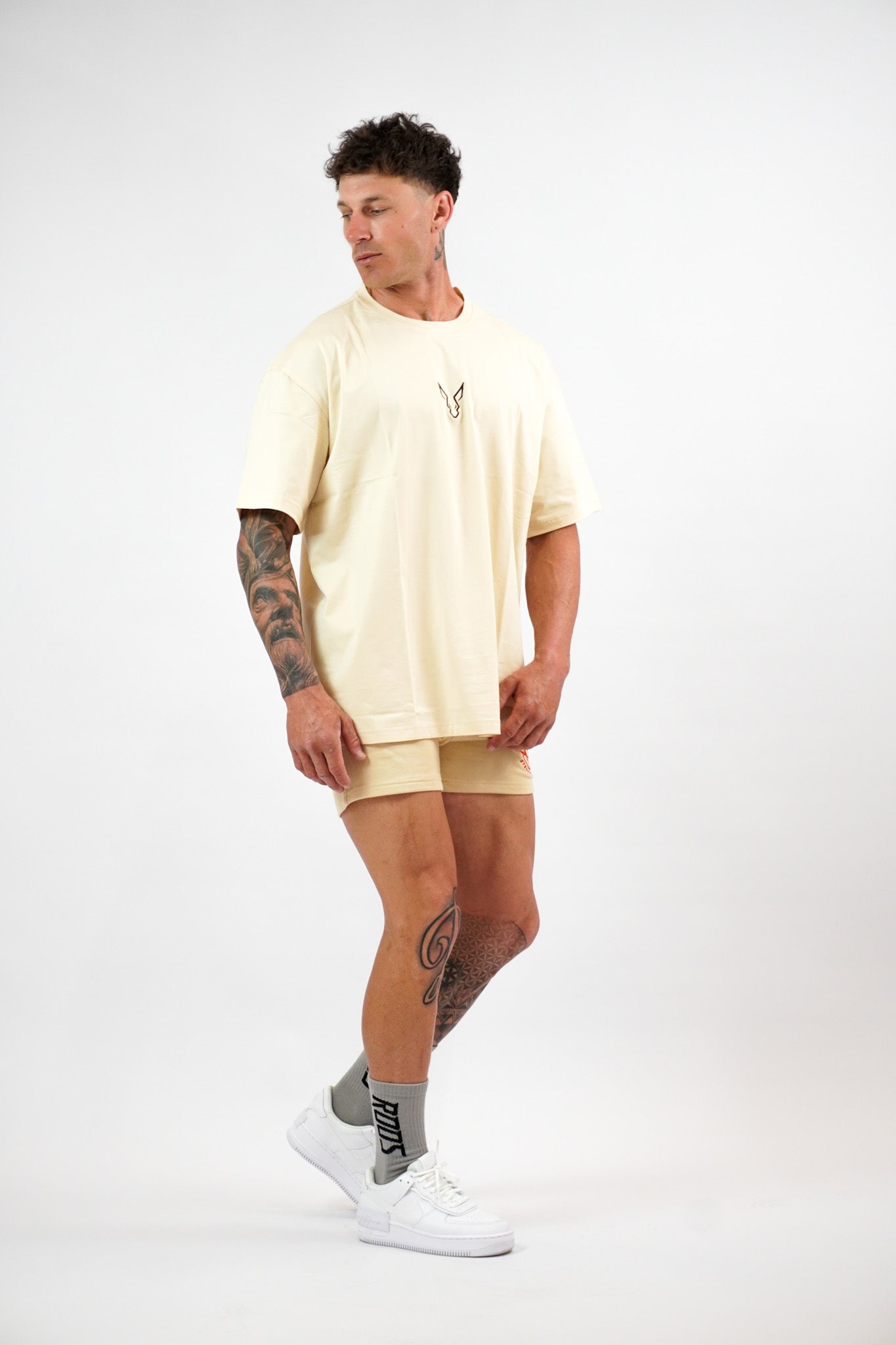 Erupt Oversized Tee - Beige - GYMROOS