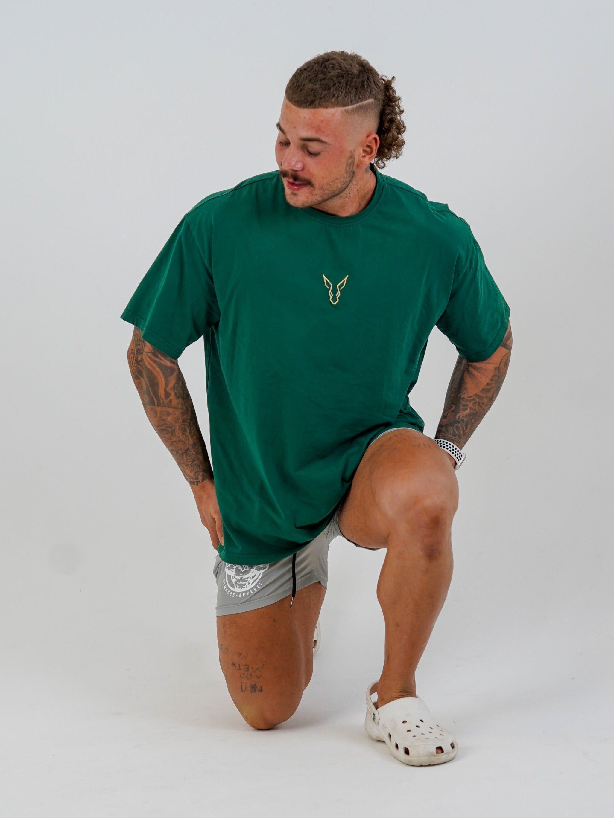 Erupt Oversized Tee - Green & Gold - GYMROOS