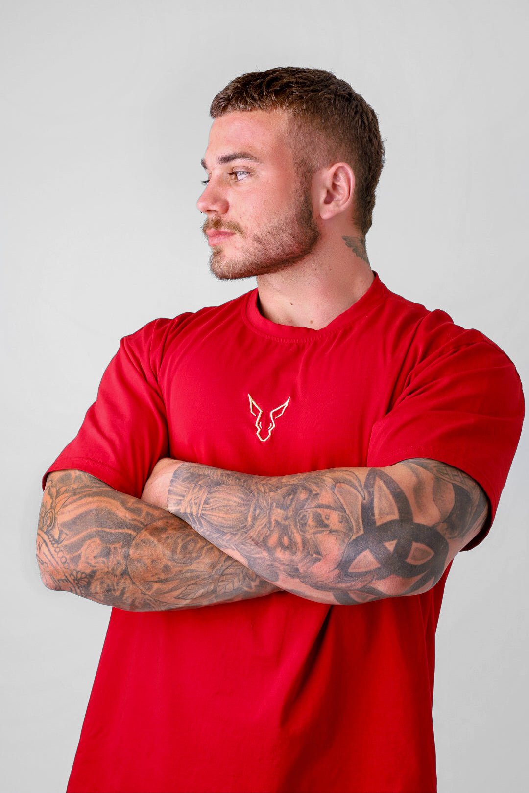 Erupt Oversized Tee - Red & Gold - GYMROOS