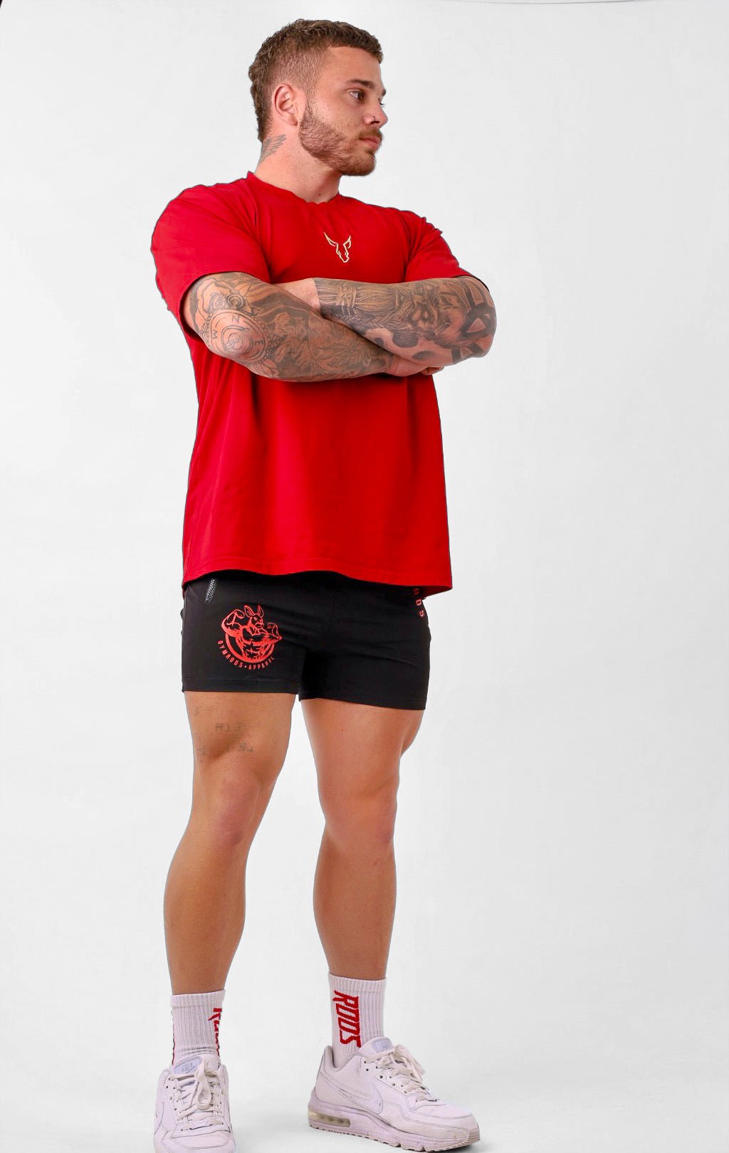 Erupt Oversized Tee - Red & Gold - GYMROOS