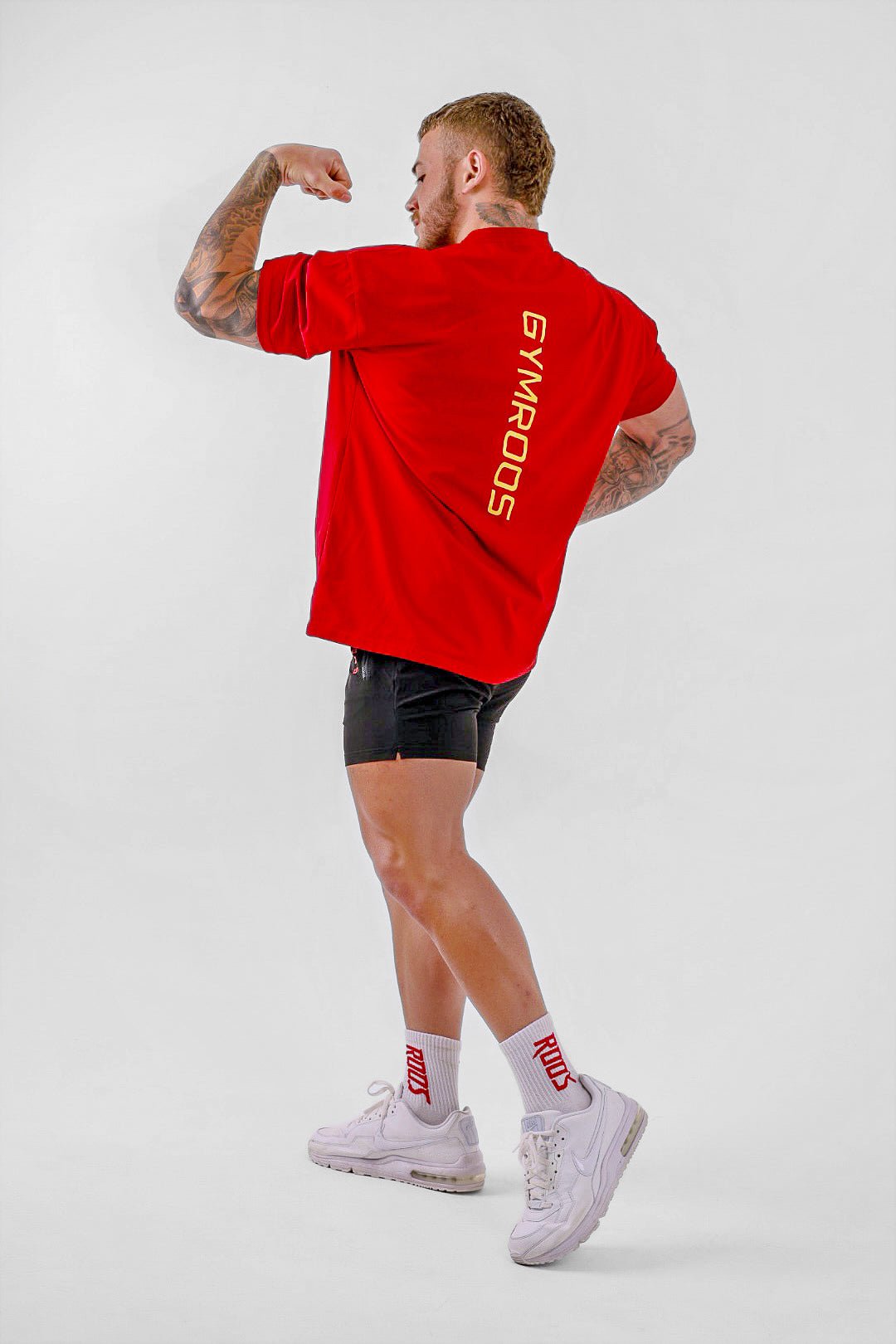 Erupt Oversized Tee - Red & Gold - GYMROOS