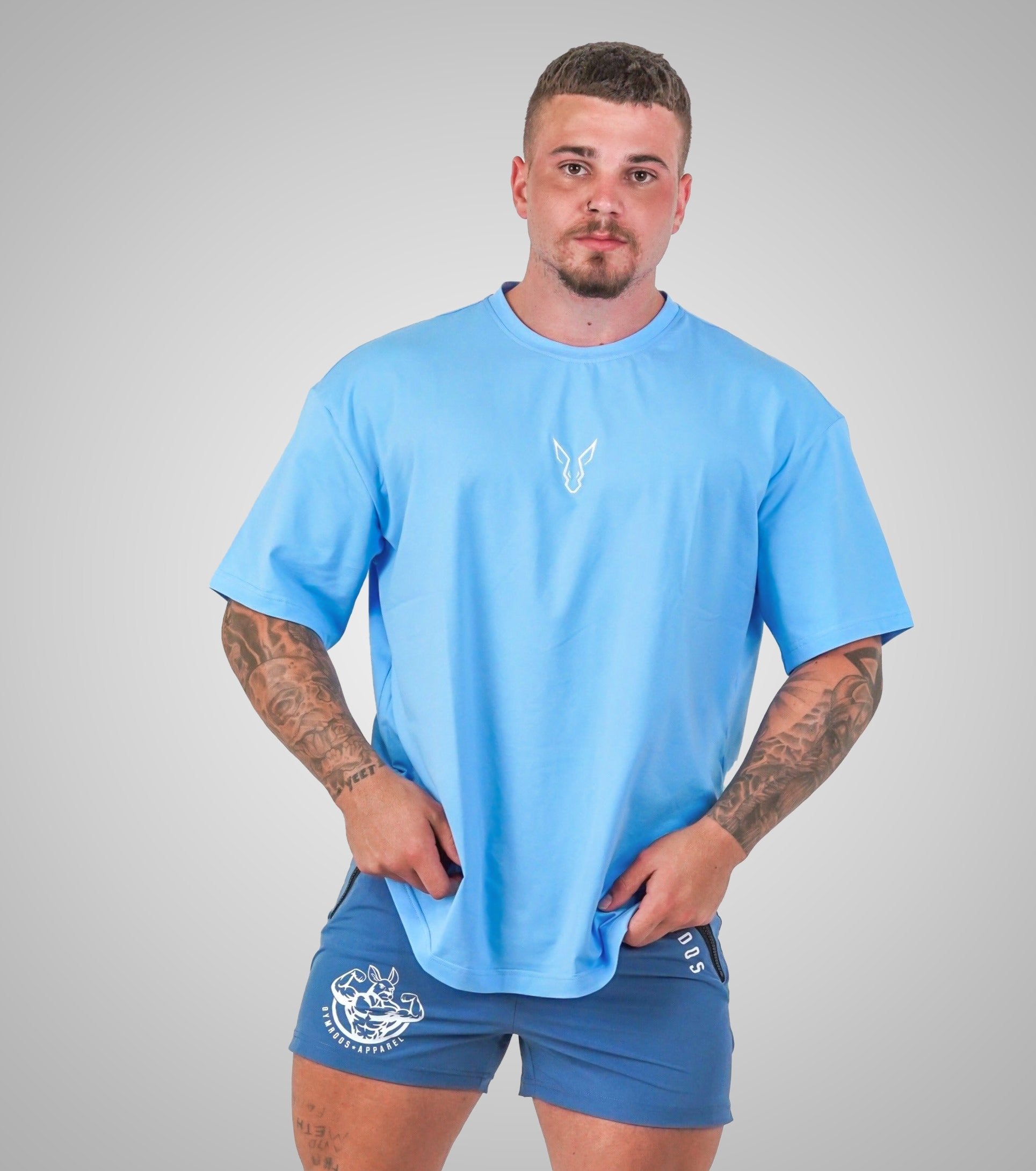 Erupt Oversized Tee - Sky - GYMROOS