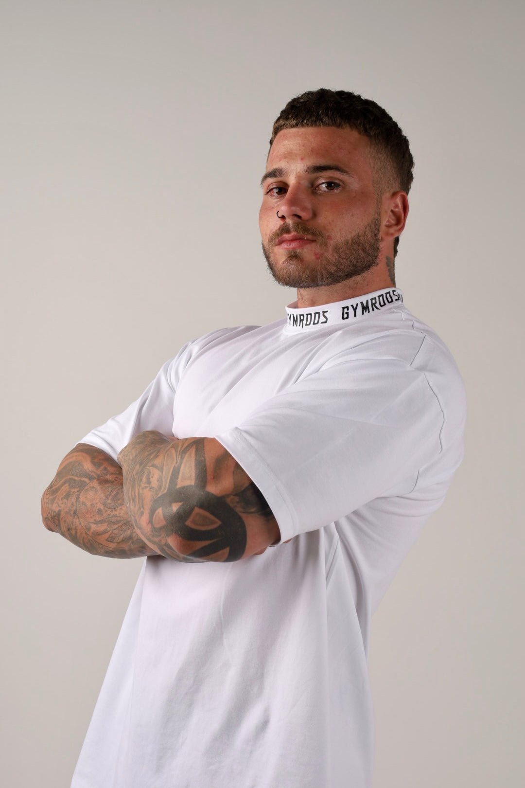 Premium Neck Tee - White - GYMROOS