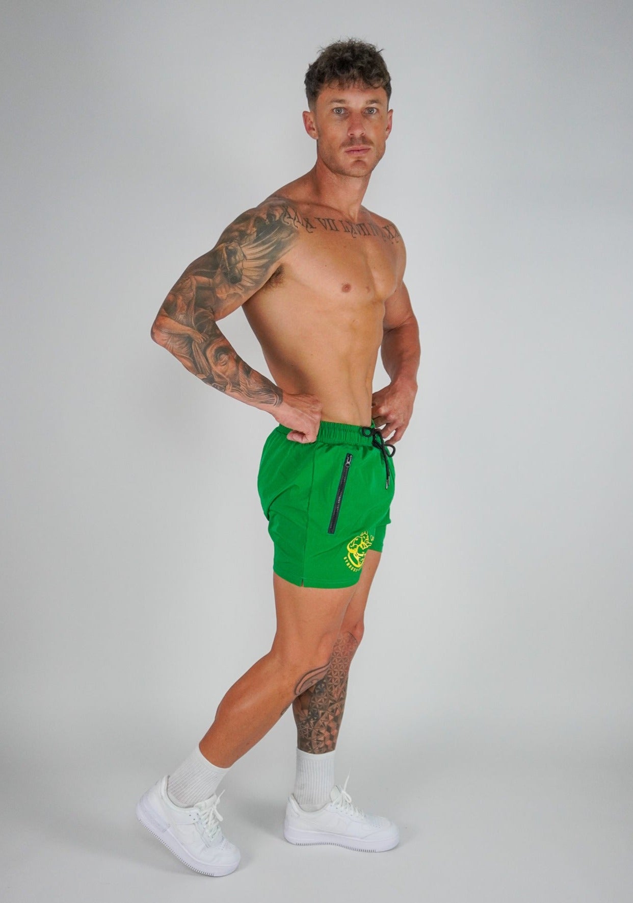 Roo Shorts - Green & Gold - GYMROOS