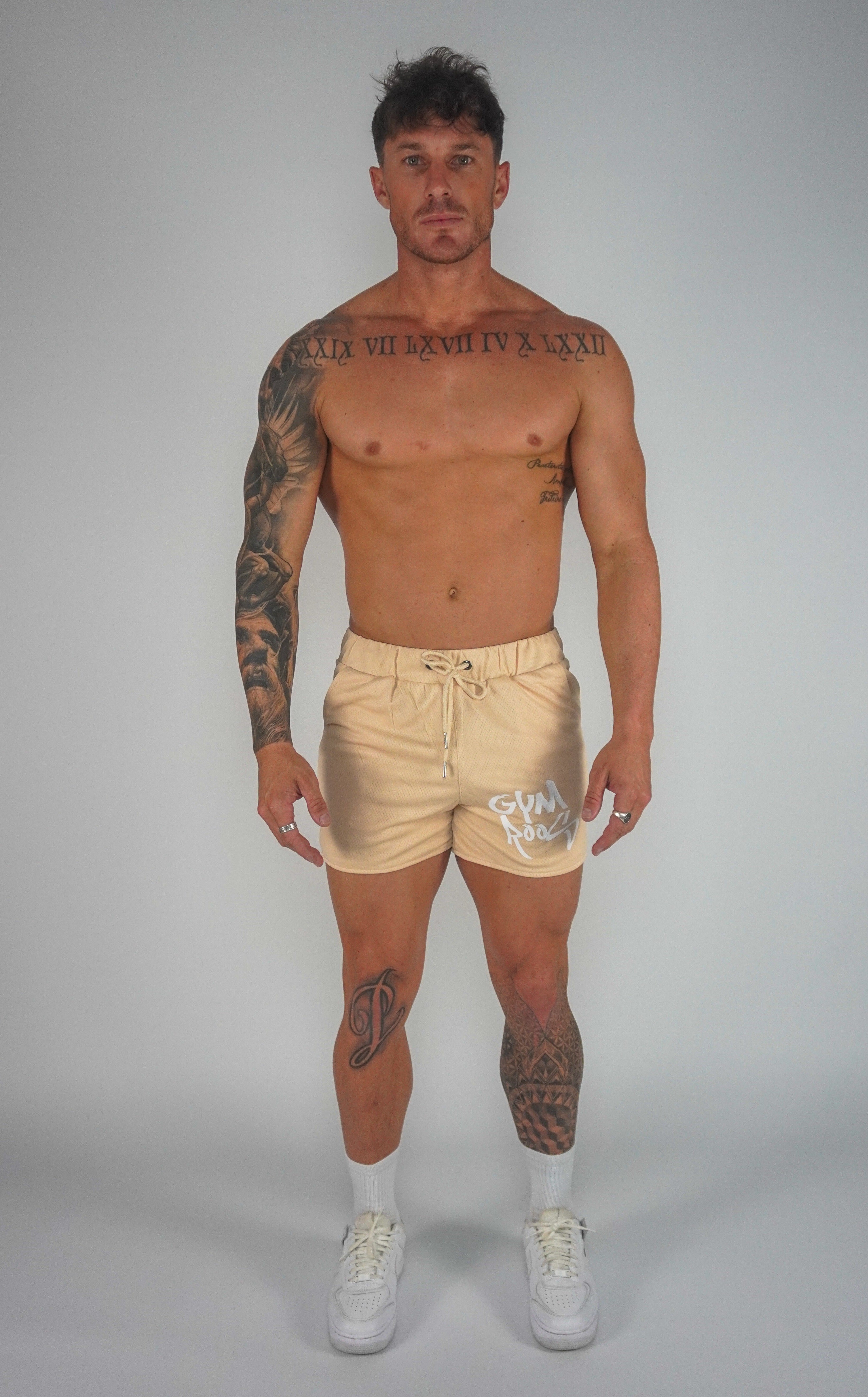 Script Shorts - Tan