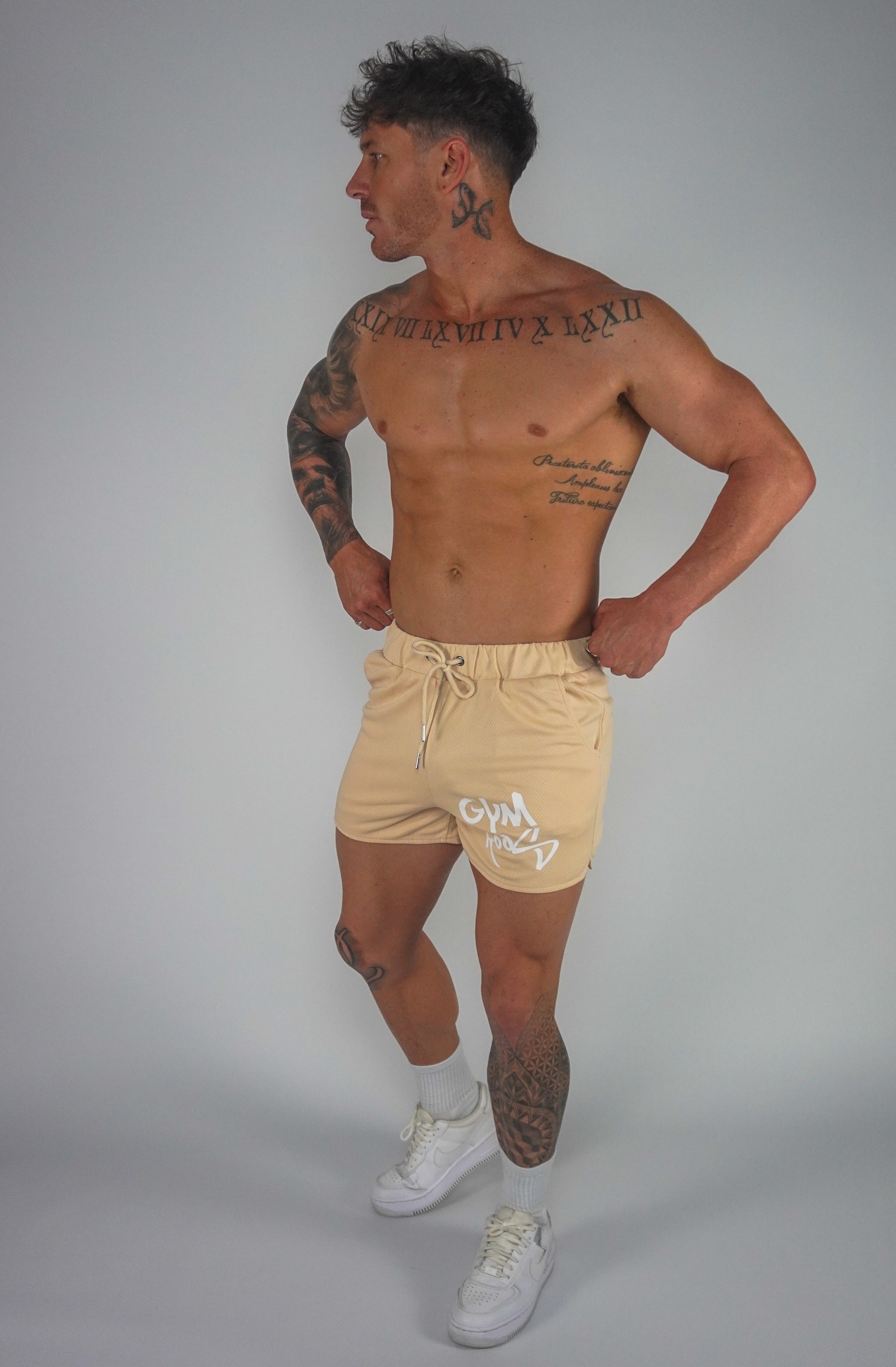 Script Shorts - Tan