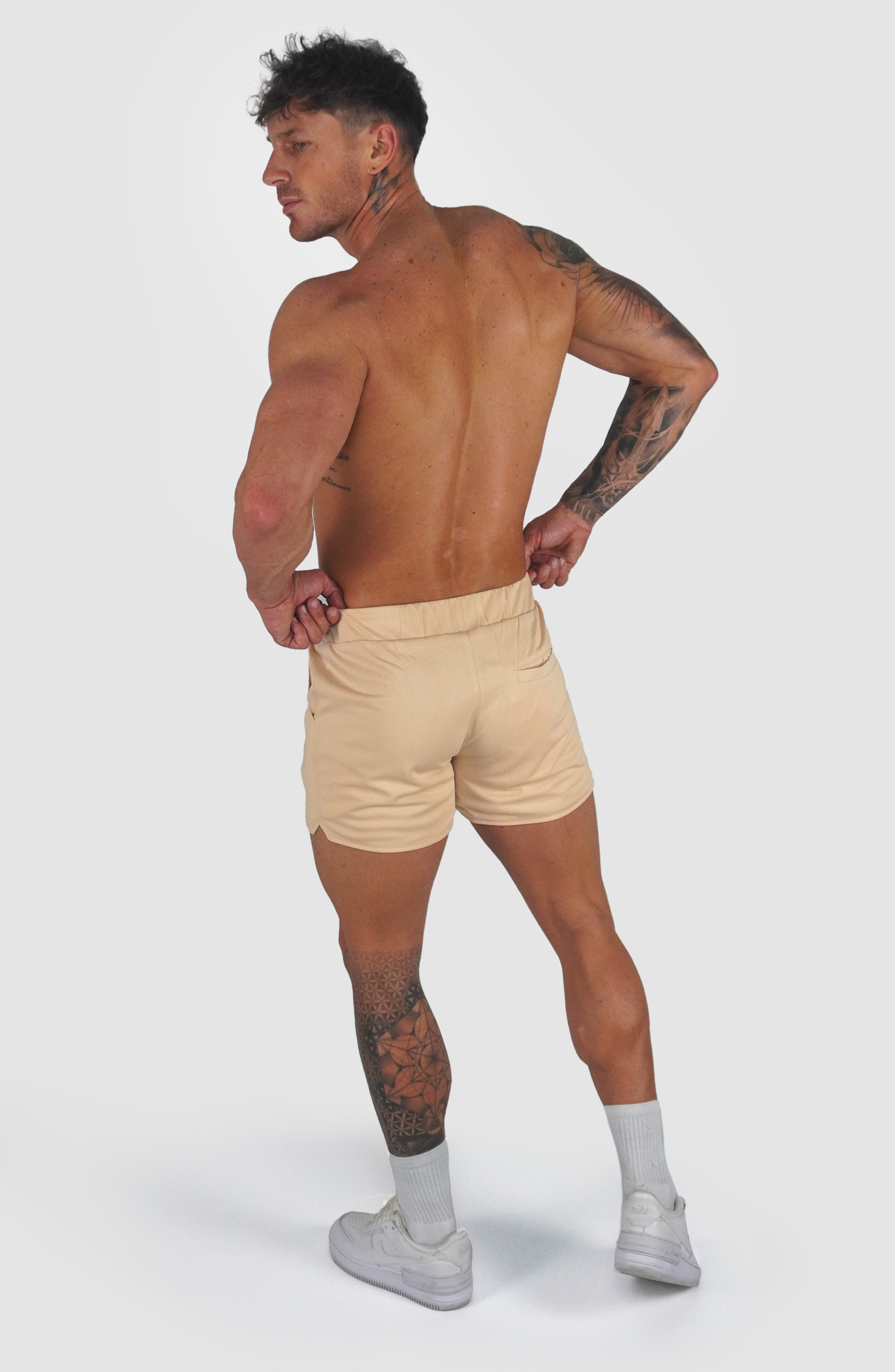 Script Shorts - Tan