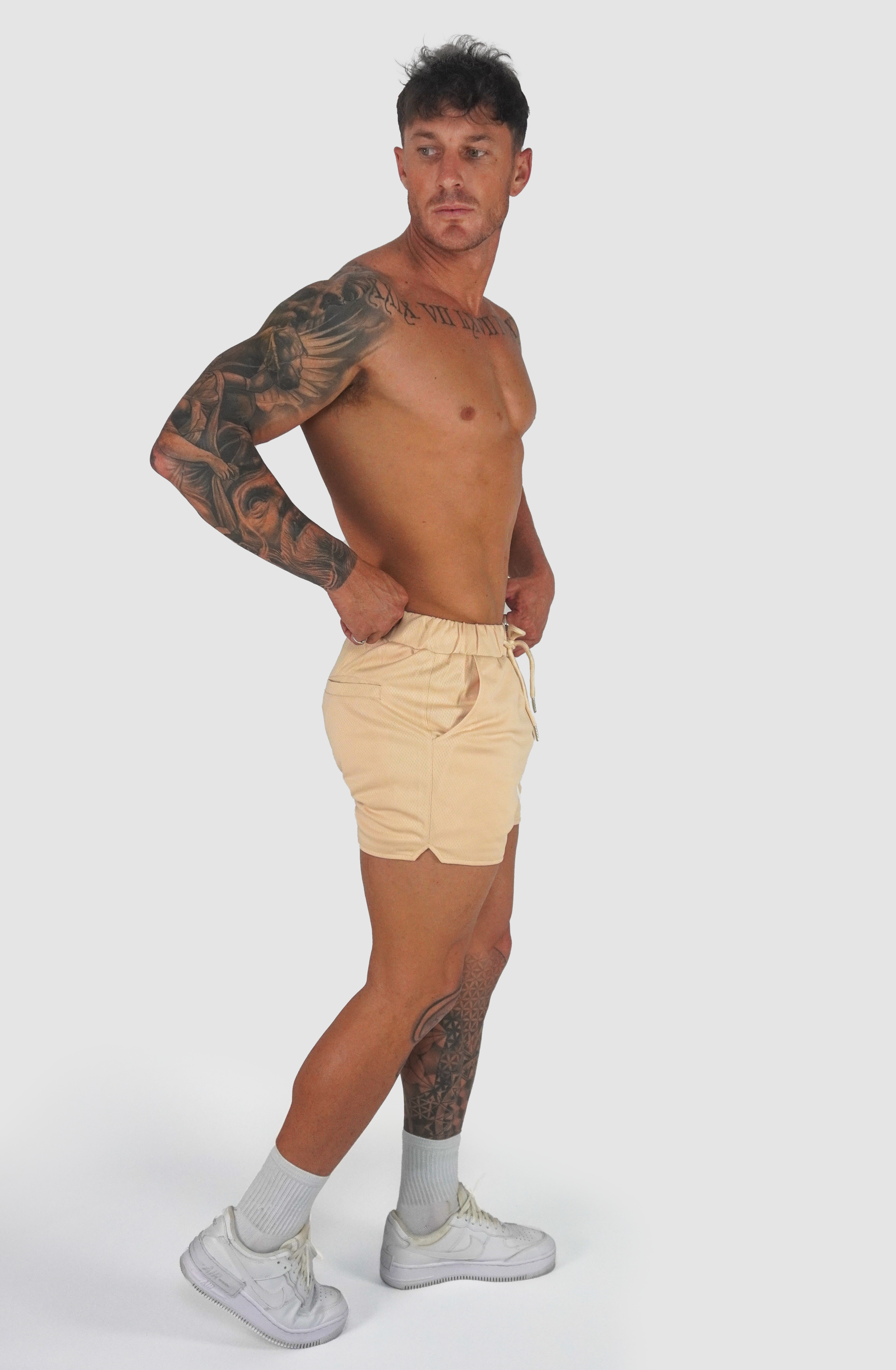 Script Shorts - Tan