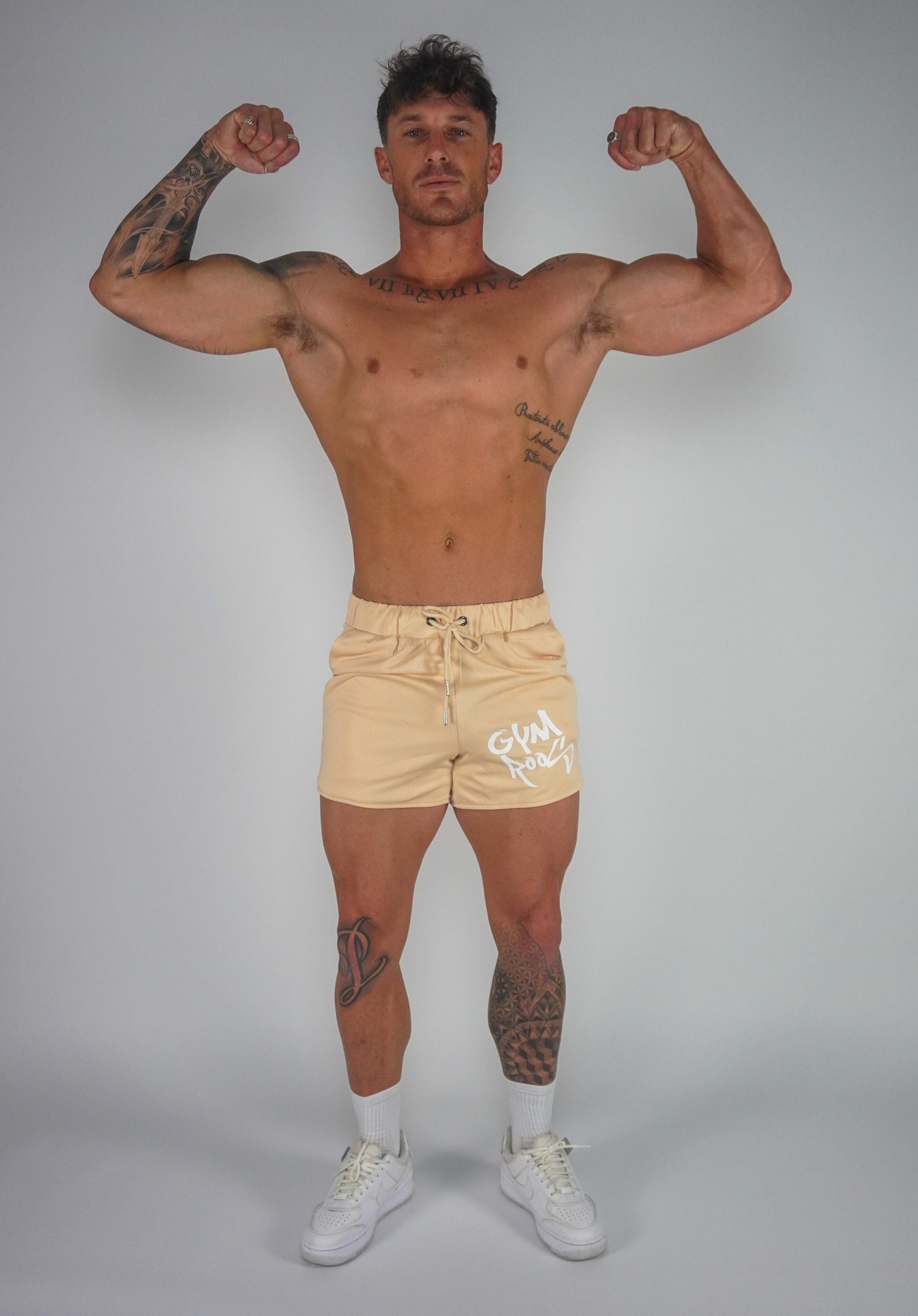 Script Shorts - Tan