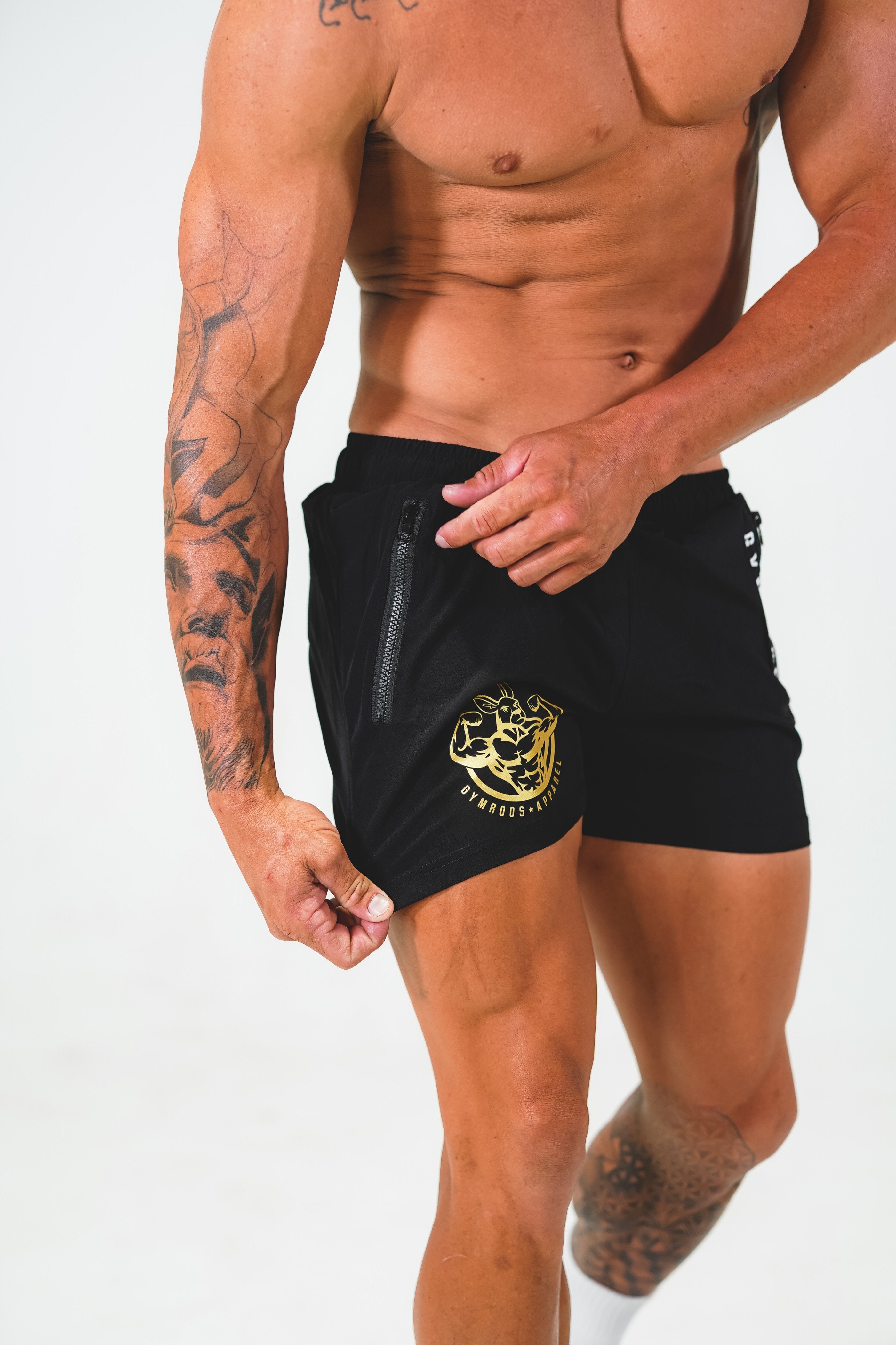 Roo Shorts - Black & Gold