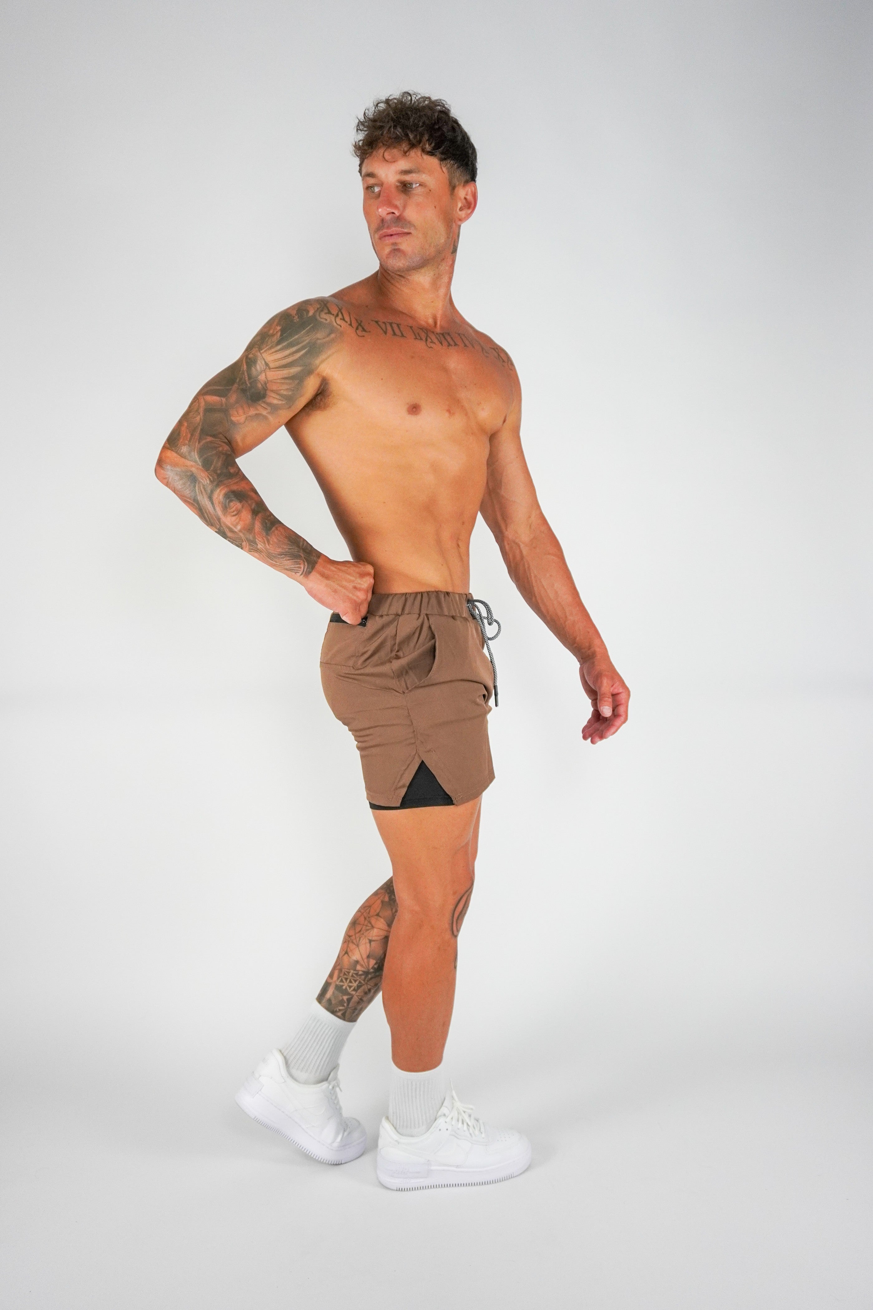 Culture 2-IN-1 Shorts - Chocolate - GYMROOS