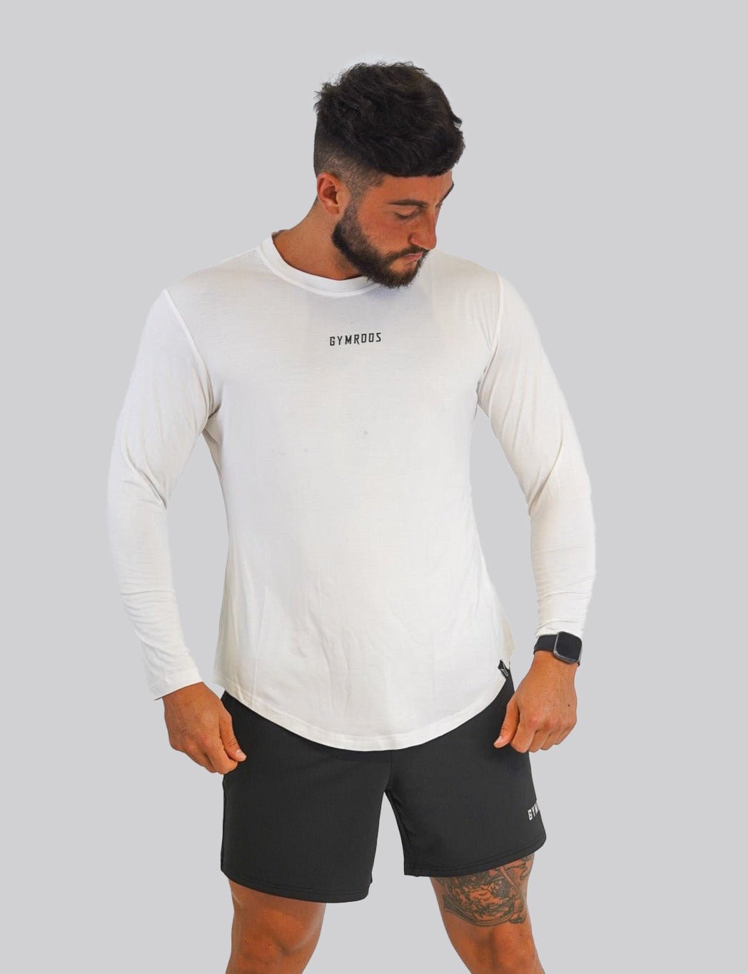 Culture Fitted Tee Long Sleeve - White - GYMROOS