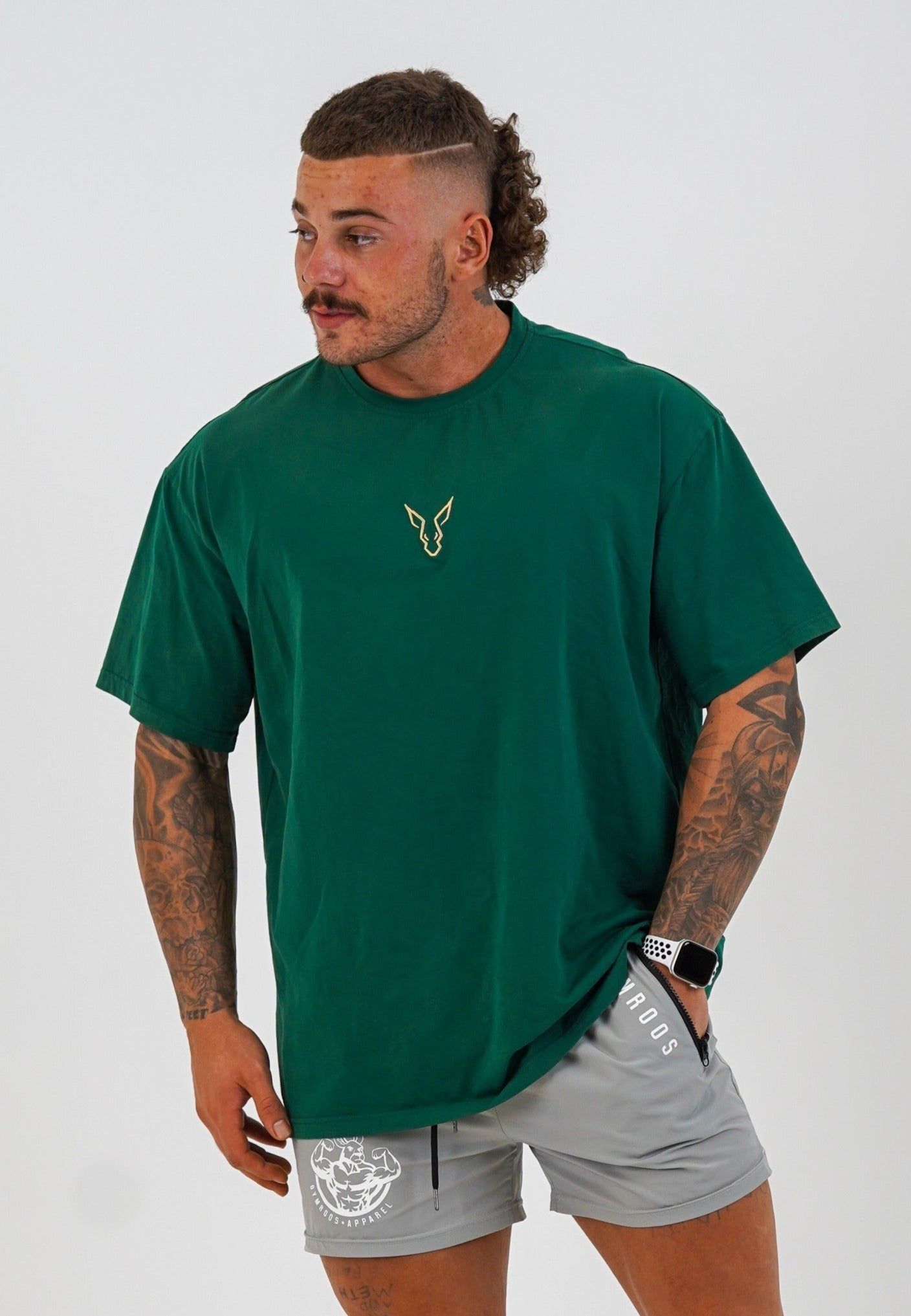 Erupt Oversized Tee - Green & Gold - GYMROOS
