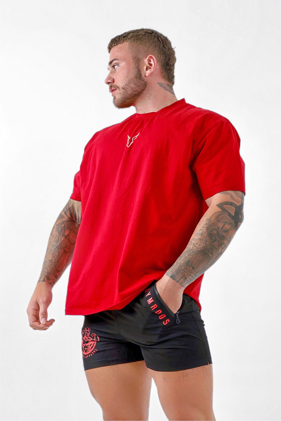 Erupt Oversized Tee - Red & Gold - GYMROOS