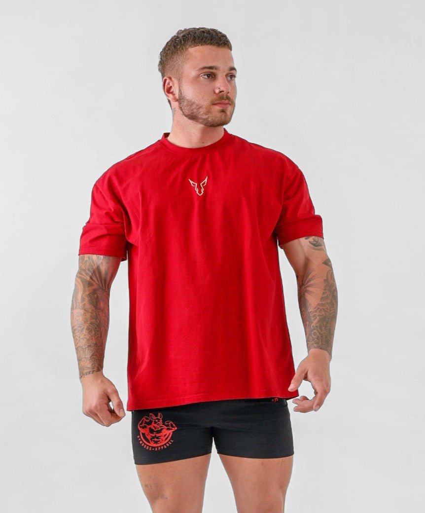 Erupt Oversized Tee - Red & Gold - GYMROOS
