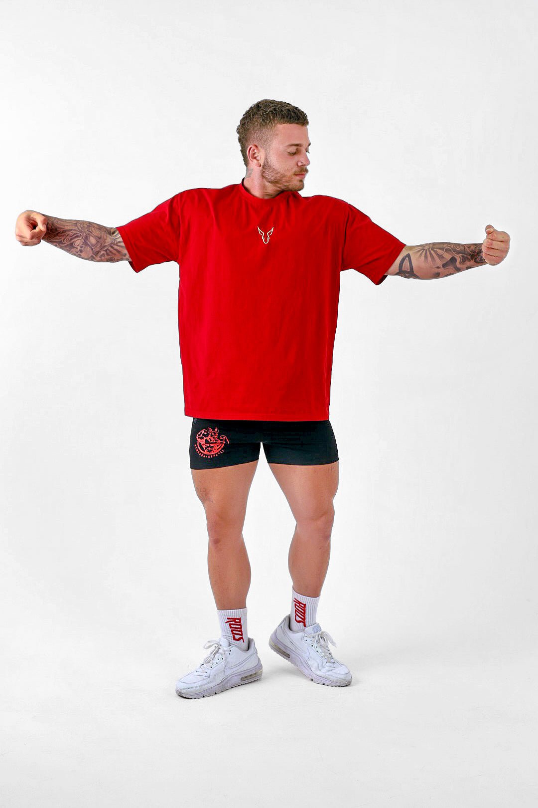 Erupt Oversized Tee - Red & Gold - GYMROOS