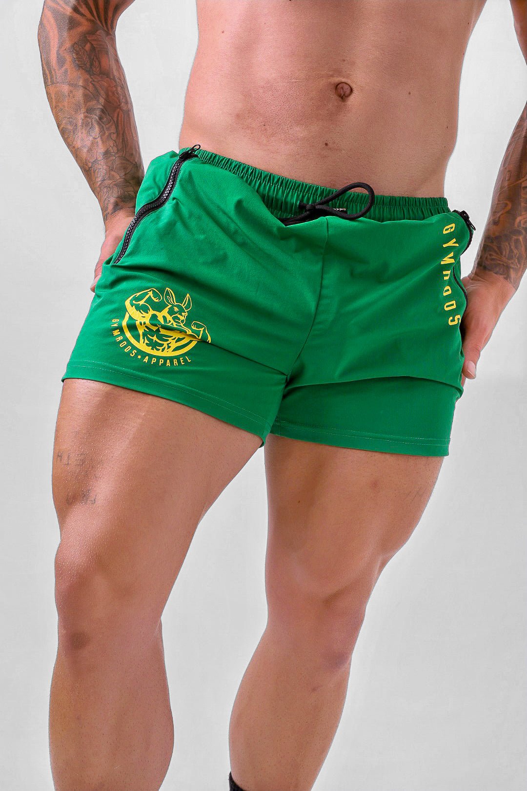 Roo Shorts - Green & Gold - GYMROOS